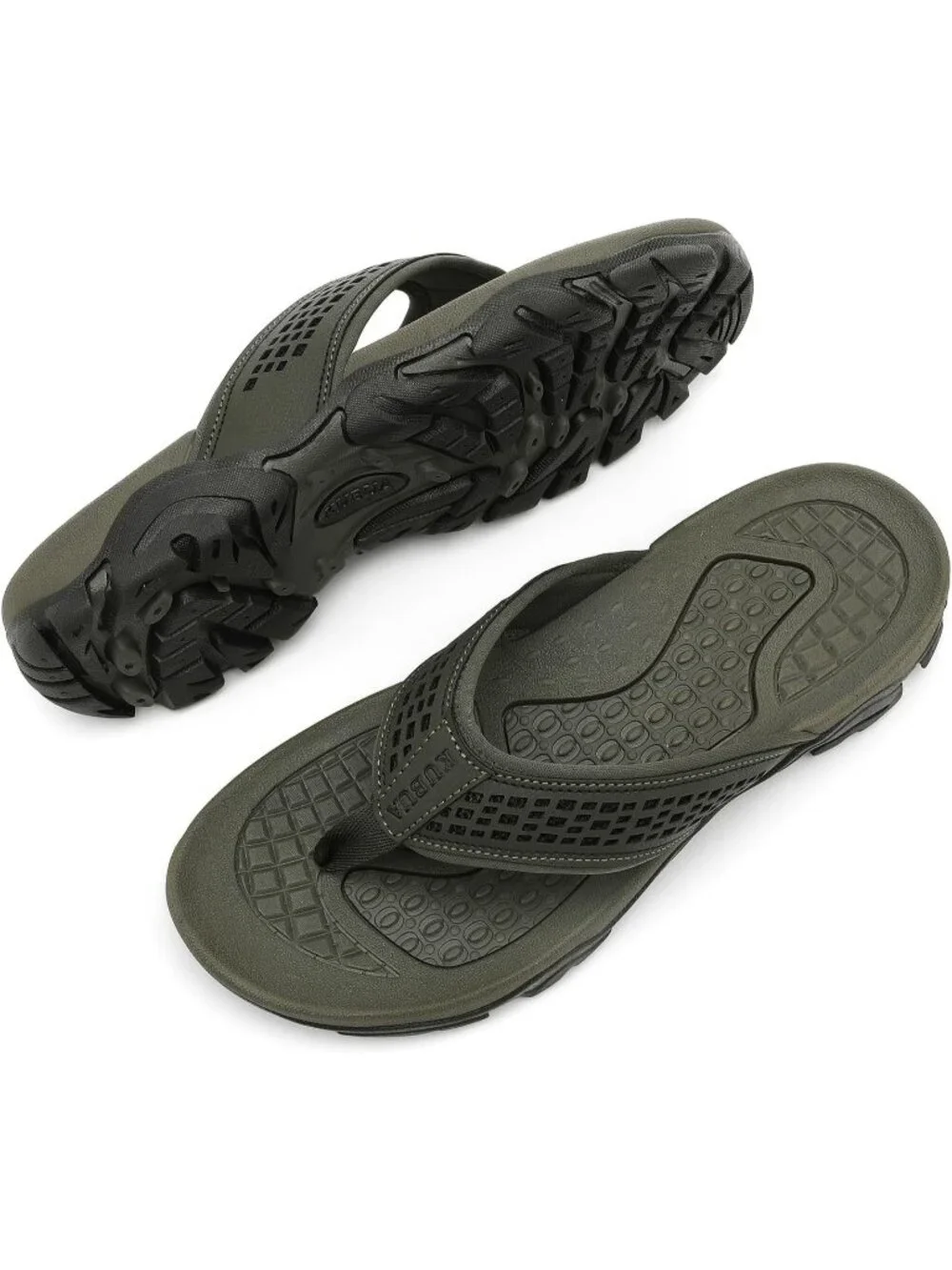Men's Grey Green Beach Flip-Flops Water Outdoor Athletic Thong Sandal Slipper